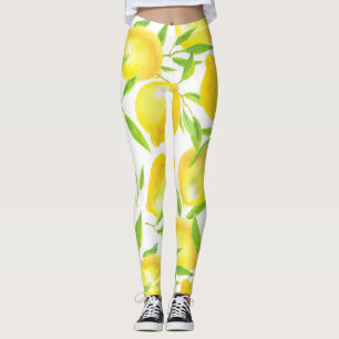 Het patroonontwerp van citroenen en van bladeren leggings