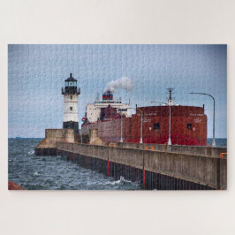 Het Paul R. Tregurtha schip en de vuurtoren Legpuzzel