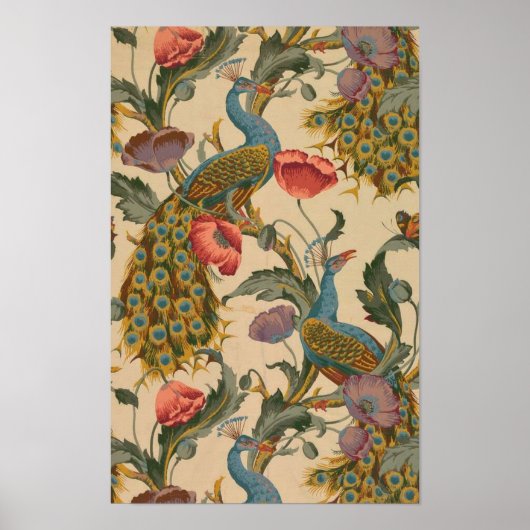 Het pauwenpatroon Art Nouveau Poster (Voorkant)