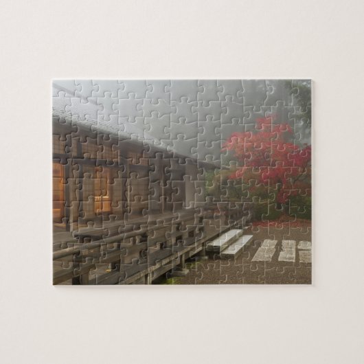 Het paviljoen in de Japanse tuin van Portland Legpuzzel (Horizontaal)