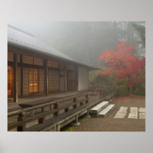 Het paviljoen in de Portland Japanese Garden Poster