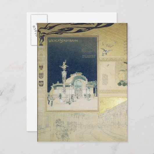 Het paviljoen Stadtbahn in Wenen Briefkaart (Voorkant / Achterkant)
