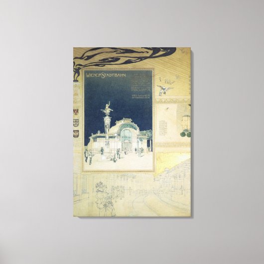 Het paviljoen Stadtbahn in Wenen Canvas Afdruk (Voorkant)