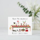 Het pawsecco drink honden kerstdiner briefkaart (Staand voorkant)