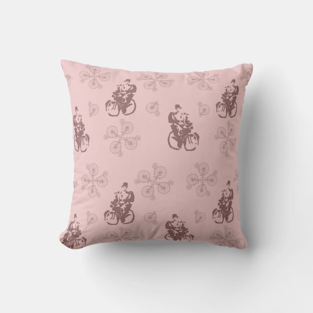 Het pedalen naar de vrije roze fiets Pillow Kussen (Voorkant)