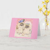 Het pekingese paar kaart (Gele Bloem)