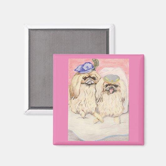 Het pekingese paar magneet (Voorkant / Achterkant)