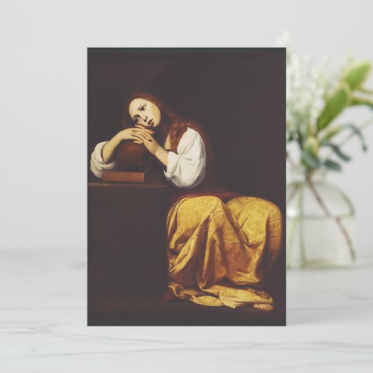 Het Penitent Mary Magdalene door Giacomo Galli Feestdagenkaart (Staand voorkant)