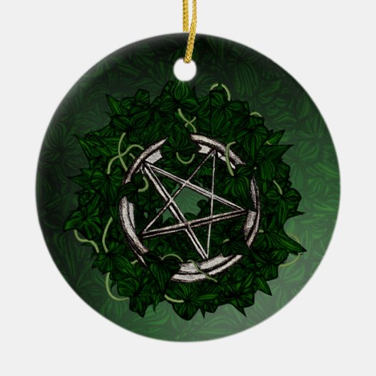 Het Pentacle en de Ivy Keramisch Ornament (Voorkant)