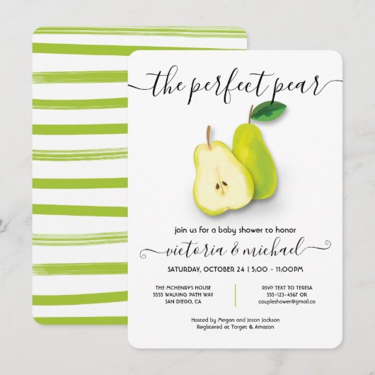 Het perfecte Baby shower van de peer Kaart (Voorkant / Achterkant)