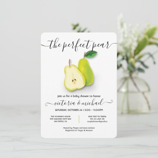 Het perfecte Baby shower van de peer Kaart (Staand voorkant)