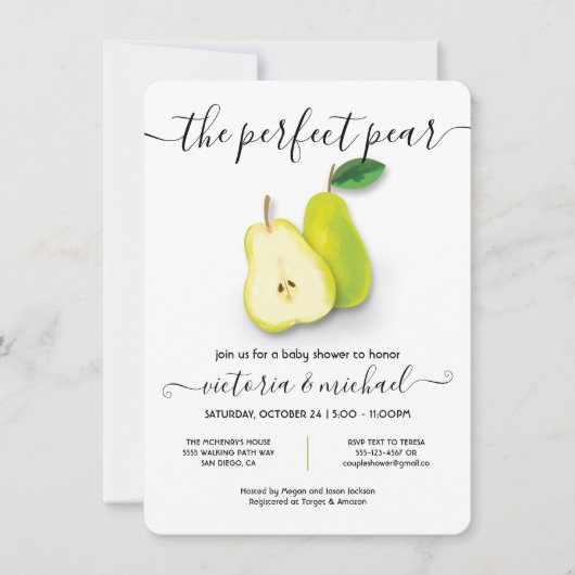 Het perfecte Baby shower van de peer Kaart (Voorkant)