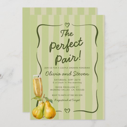 Het perfecte paar, Pear Theme Vrijgezellenfeest Kaart (Voorkant / Achterkant)