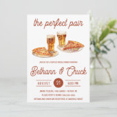 Het perfecte paar! Pizza en bier Vrijgezellenfeest Kaart (Staand voorkant)
