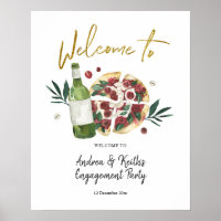 Het perfecte paar pizza en bier welkomstbord