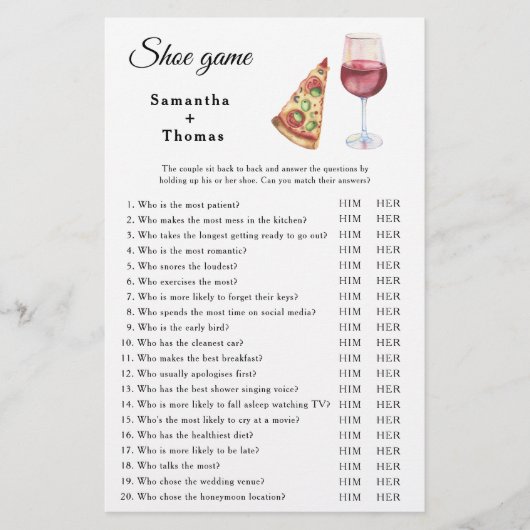 Het perfecte paar vrijgezellenfeest Schoenenspel (Voorkant)
