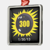 Het perfecte spel in Bowling, Kol & Gele Grafisch Metalen Ornament (Links)