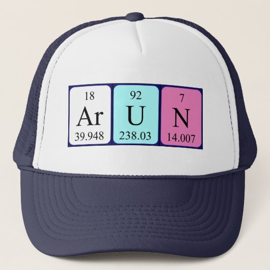 Het periodieke pet van de lijstnaam van Arun (Voorkant)