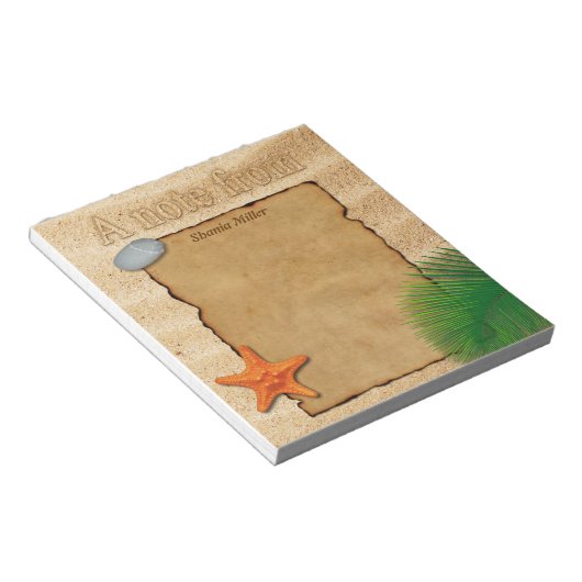 Het perkament met de zand "A note van" — Notitiebl Notitieblok (Schuin)