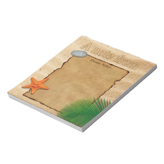 Het perkament met de zand "A note van" — Notitiebl Notitieblok (Linkerzijde)