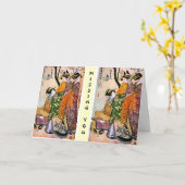 Het Personaliseerbare Japanse Vintage Wenskaart Kaart (Gele Bloem)