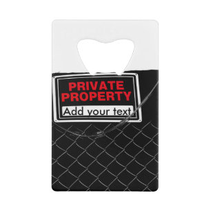 Het Personaliseerbare Teken van het privé-bezit - Creditkaart Flessenopener