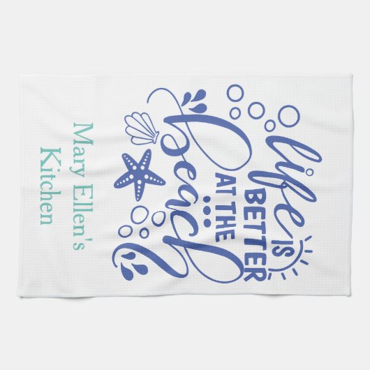 Het persoonlijke leven is beter bij Beach Blue Gre Theedoek (Horizontaal)