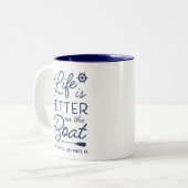 Het persoonlijke leven is beter in de boot tweekleurige koffiemok (Voorkant links)