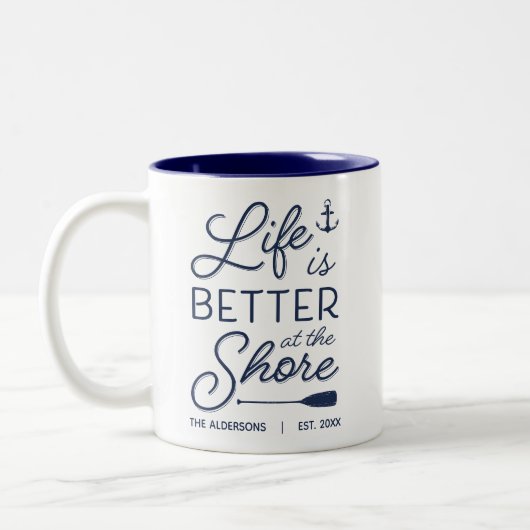 Het persoonlijke leven is beter op de kust tweekleurige koffiemok (Links)