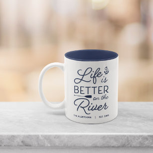 Het persoonlijke leven is beter op de rivier tweekleurige koffiemok