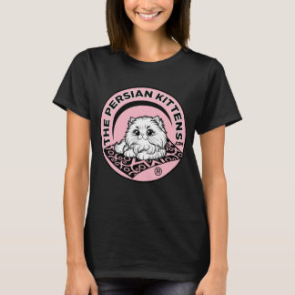 Het Perzische Kittens Logo T-Shirt / Roze Achtergr