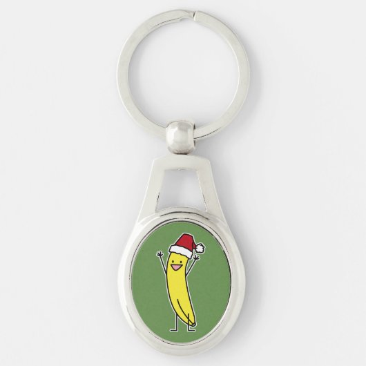 Het pet die van de Kerstman van de banaan de Sleutelhanger (Voorkant)