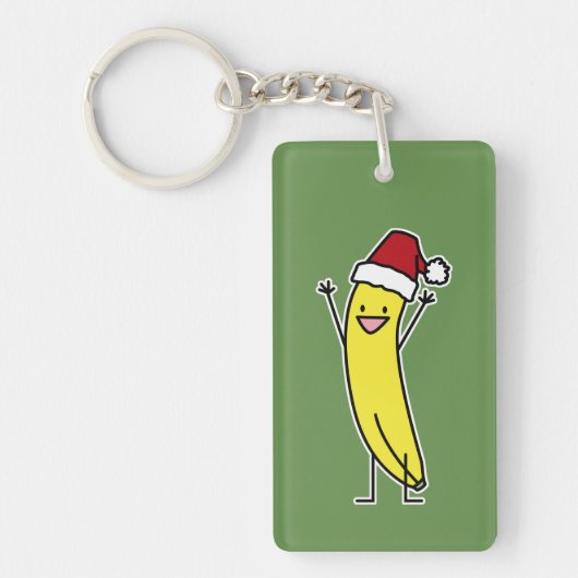 Het pet die van de Kerstman van de banaan de Sleutelhanger (Voorkant)