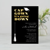 Het pet gaat naar beneden. folie uitnodiging (Staand Voorkant)