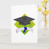 Het Pet & het Diploma van afstuderen Kaart (Gele Bloem)