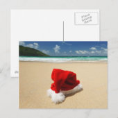 Het pet van de kerstman op een tropisch strand feestdagenkaart (Voorkant / Achterkant)