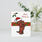 Het Pet van de Kerstman van Kerstmis van de tekkel Feestdagenkaart (Staand voorkant)