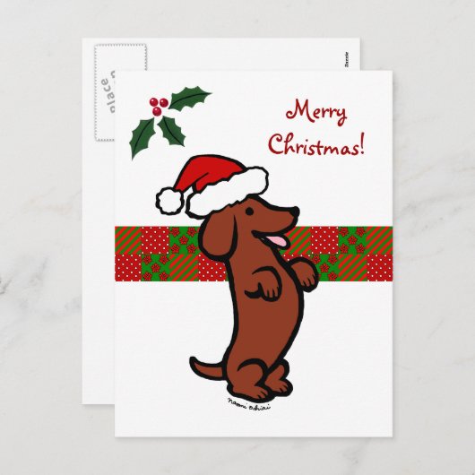 Het Pet van de Kerstman van Kerstmis van de tekkel Feestdagenkaart (Voorkant / Achterkant)