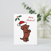Het Pet van de Kerstman van Kerstmis van de tekkel Feestdagenkaart (Staand voorkant)