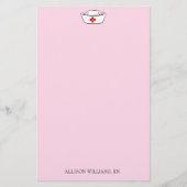 Het Pet van de verpleegster voegt Naam Roze toe Briefpapier (Voorkant)