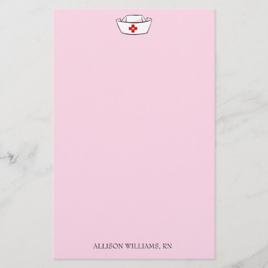Het Pet van de verpleegster voegt Naam Roze toe Briefpapier (Voorkant)