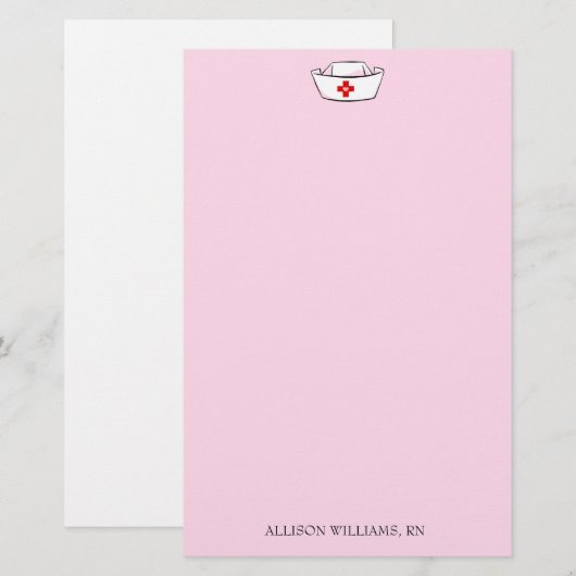Het Pet van de verpleegster voegt Naam Roze toe Briefpapier