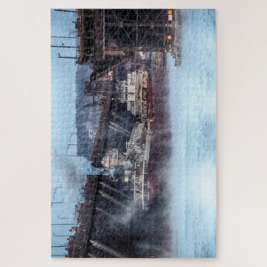 Het Philip R. Clarke-schip in twee havens in Minne Legpuzzel (Verticaal)