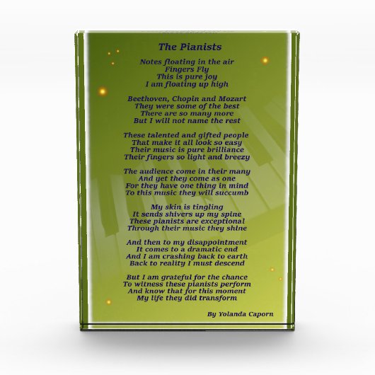 Het pianistisch acrylblok fotoblokken (Voorkant)