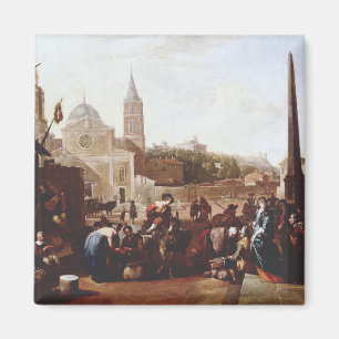 Het Piazza del Popolo in Rome door Johannes Lingel Magneet