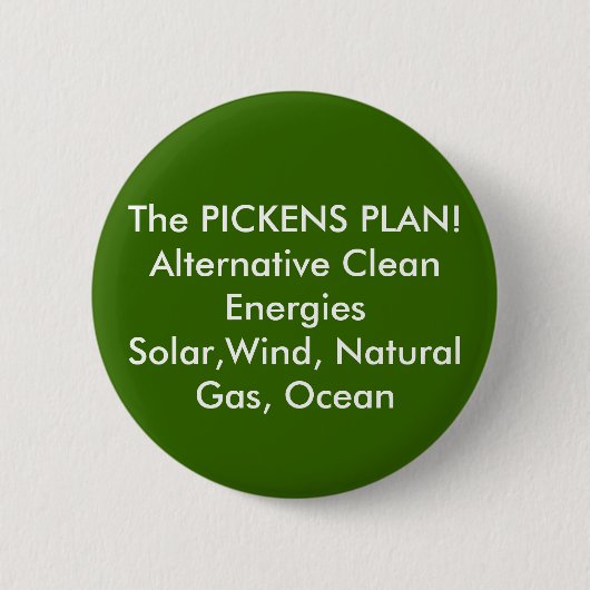 Het PICKENS-PLAN. Alternatieve Schone EnergiesSol. Ronde Button 5,7 Cm (Voorkant)