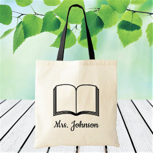 Het Pictogram van het boek de Aangepaste Tekst van Tote Bag
