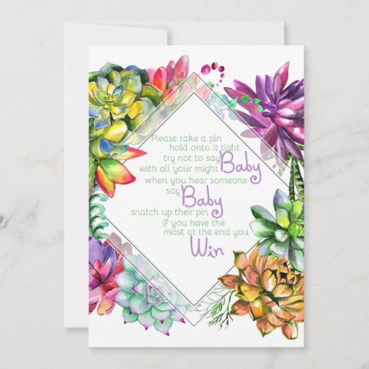 Het Pin Game Succulent Baby shower Kaart (Voorkant)