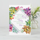 Het Pin Game Succulent Baby shower Kaart (Staand voorkant)