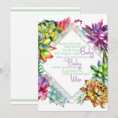 Het Pin Game Succulent Baby shower Kaart (Voorkant / Achterkant)